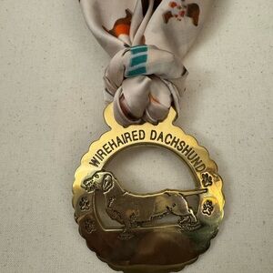 Wirehaired Dachshund Brass Medal with Scarf Vintage